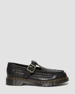 Dr. Martens Babies Adrian En Cuir Tressé à Brides En T Black — Analine Discount