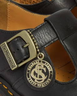 Dr. Martens Babies En Cuir Regency à Brides En T Black — Regency Calf Clearance
