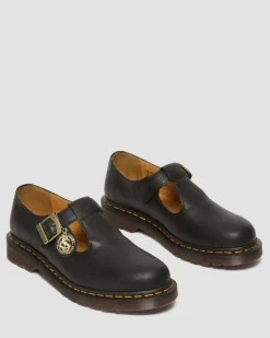 Dr. Martens Babies En Cuir Regency à Brides En T Black — Regency Calf Clearance