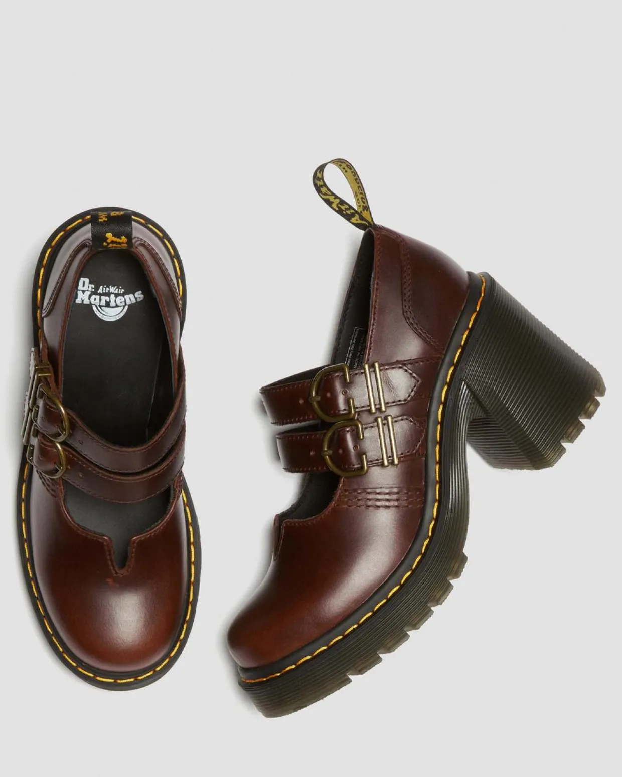 Dr. Martens Babies Eviee En Cuir à Talons Dark Brown Fashion