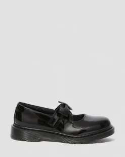 Dr. Martens Babies Maccy II En Cuir Verni Pour Ado Noir — Patent Leather Hot