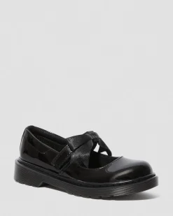 Dr. Martens Babies Maccy II En Cuir Verni Junior Noir — Patent Leather Cheap