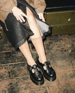 Dr. Martens Babies Plateformes Bethan Piercing En Cuir Noir — Milled Nappa Flash Sale