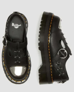 Dr. Martens Babies Plateformes Bethan Piercing En Cuir Noir — Milled Nappa Flash Sale