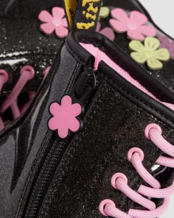 Dr. Martens Boots 1460 à Paillettes, Appliqué Fleur Et Lacets Junior Black+Multi — Coated Glitter Pu+Athena Cheap