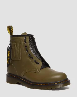 Dr. Martens BOOTS 1460 BEN ALPHA INDUSTRIES EN CUIR ET NYLON Olive+Noir New
