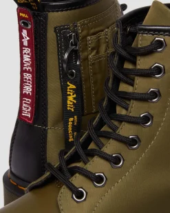 Dr. Martens BOOTS 1460 BEN ALPHA INDUSTRIES EN CUIR ET NYLON Olive+Noir New