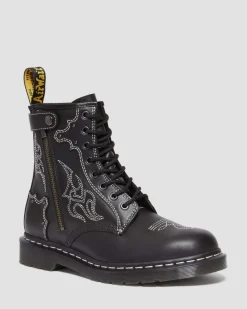 Dr. Martens Boots 1460 Contrast Stitch En Cuir à Lacets Noir — Wanama Fashion