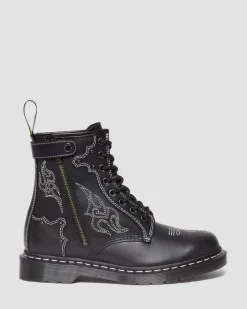 Dr. Martens Boots 1460 Contrast Stitch En Cuir à Lacets Noir — Wanama Fashion