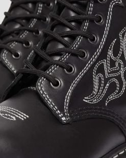 Dr. Martens Boots 1460 Contrast Stitch En Cuir à Lacets Noir — Wanama Fashion
