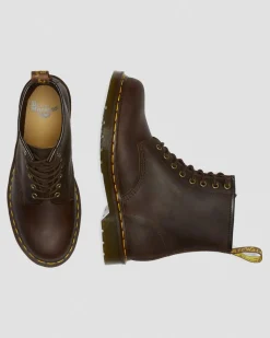 Dr. Martens Boots 1460 En Cuir Crazy Horse à Lacets Marron — Crazy Horse Flash Sale