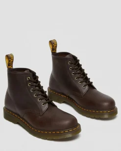 Dr. Martens Boots 101 En Cuir Crazy Horse Marron foncé — Crazy Horse Hot