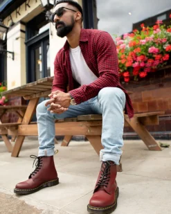 Dr. Martens Boots 1460 En Cuir Smooth à Lacets Rouge Cherry Red — Smooth Leather Best Sale
