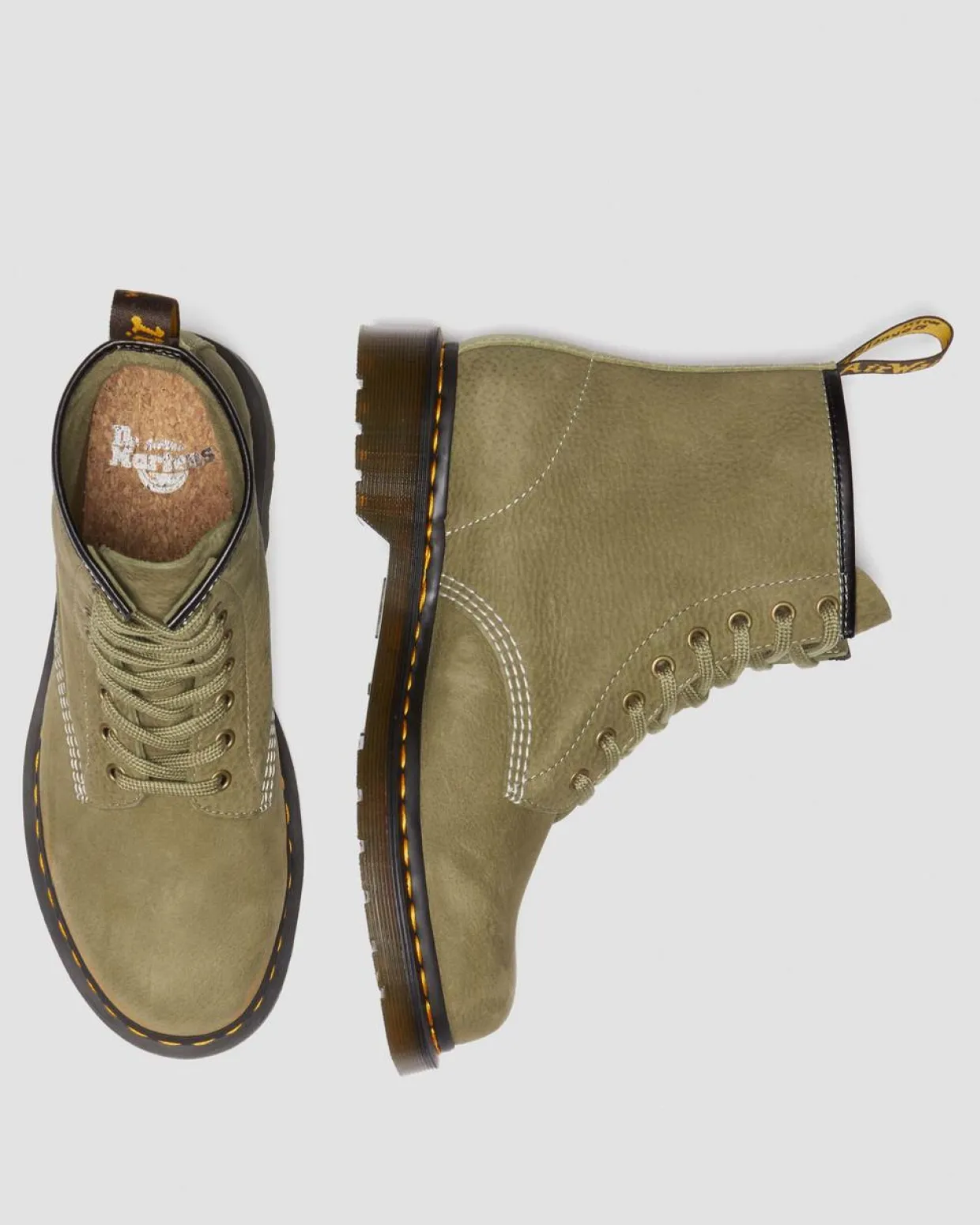 Dr. Martens Boots 1460 En Cuir Tumbled Nubuck à Lacets Muted Olive — Tumbled Nubuck Cheap