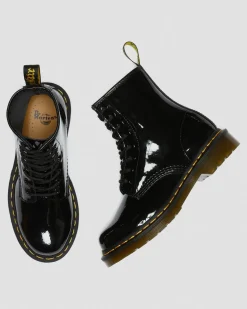 Dr. Martens Boots 1460 En Cuir Verni à Lacets Noir — Patent Leather Sale