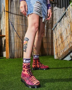 Dr. Martens Boots 1460 Pascal En Cuir Tie-dye à Lacets Violet Best Sale