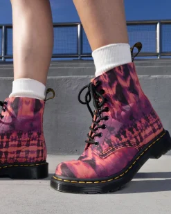Dr. Martens Boots 1460 Pascal En Cuir Tie-dye à Lacets Violet Best Sale