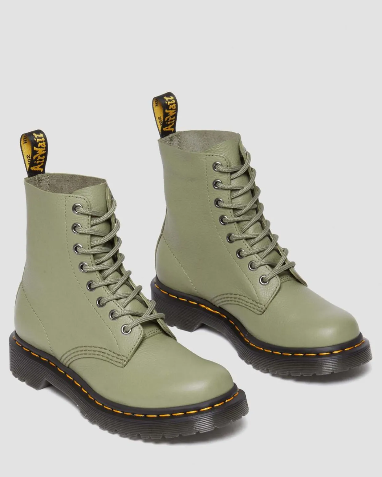 Dr. Martens Boots 1460 Pascal En Cuir Virginia Muted Olive — Virginia Fashion