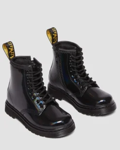 Dr. Martens Boots 1460 Rainbow En Cuir à Lacets Pour Tout-petit Noir — Rainbow Patent Fashion