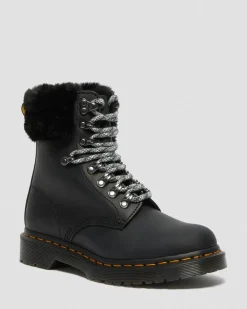 Dr. Martens Boots 1460 Serena à Col Doublées De Fourrure Synthétique Noir — Streeter+Milo Fur Flash Sale