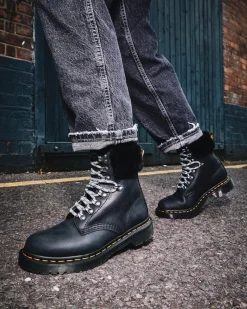 Dr. Martens Boots 1460 Serena à Col Doublées De Fourrure Synthétique Noir — Streeter+Milo Fur Flash Sale