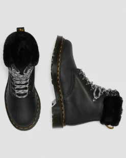 Dr. Martens Boots 1460 Serena à Col Doublées De Fourrure Synthétique Noir — Streeter+Milo Fur Flash Sale