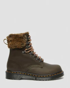 Dr. Martens Boots 1460 Serena à Col Doublées De Fourrure Synthétique Gris — Streeter+Milo Fur Online