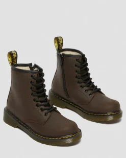 Dr. Martens BOOTS 1460 SERENA À DOUBLURE EN FOURRURE SYNTHÉTIQUE JUNIOR Marron foncé — Mohawk Hot