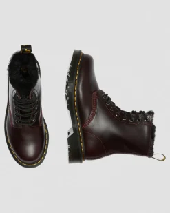 Dr. Martens Boots 1460 Serena Doublées De Fourrure Synthétique Rouge Oxblood — Atlas Flash Sale