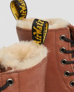 Dr. Martens Boots 1460 Serena En Cuir Fourrées à Lacets Camel — Farrier Cheap