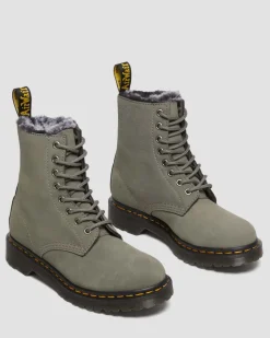 Dr. Martens Boots 1460 Serena En Cuir Nubuck Et Fourrure Synthétique à Lacets NICKEL GREY — Milled Nubuck Wp Online