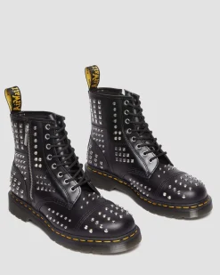 Dr. Martens Boots 1460 Studded Zip En Cuir Noir — Atlas Hot