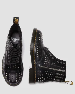 Dr. Martens Boots 1460 Studded Zip En Cuir Noir — Atlas Hot
