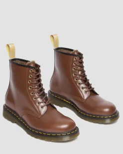 Dr. Martens Boots 1460 Vegan Borg Doublées à Lacets BROWN — Norfolk Vegan Flash Sale