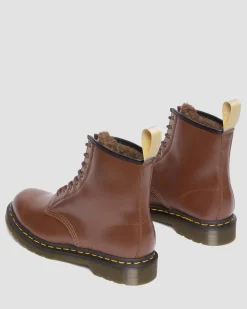 Dr. Martens Boots 1460 Vegan Borg Doublées à Lacets BROWN — Norfolk Vegan Flash Sale
