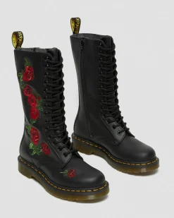 Dr. Martens Boots 1914 Vonda Floral Rose En Cuir à Lacets Noir — Softy T Discount