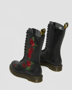 Dr. Martens Boots 1914 Vonda Floral Rose En Cuir à Lacets Noir — Softy T Discount