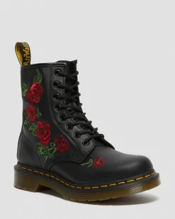 Dr. Martens Boots 1460 Vonda Floral Rose En Cuir à Lacets Noir — Softy T Online