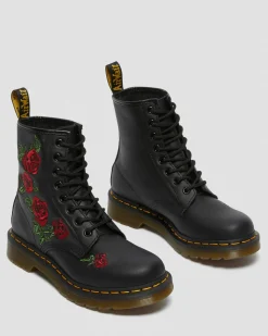 Dr. Martens Boots 1460 Vonda Floral Rose En Cuir à Lacets Noir — Softy T Online