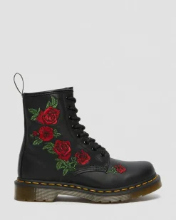Dr. Martens Boots 1460 Vonda Floral Rose En Cuir à Lacets Noir — Softy T Online