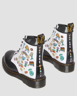 Dr. Martens Boots 1460 Wednesday Holmes Pride En Cuir Smooth Blanc+Noir — Smooth Leather Discount