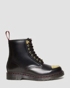 Dr. Martens Boots 1460 Year Of The Dragon En Cuir à Lacets Black+Red+Black — Smooth Slice+Hair On Best