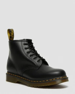 Dr. Martens Boots Basses 101 Yellow Stitch En Cuir Smooth Noir — Smooth Leather Shop