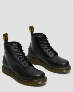 Dr. Martens Boots Basses 101 Yellow Stitch En Cuir Smooth Noir — Smooth Leather Shop
