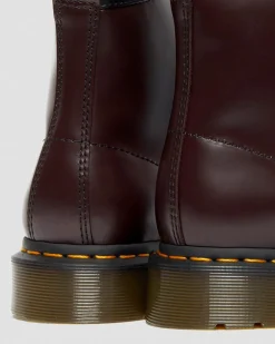 Dr. Martens Boots Basses 101 Yellow Stitch En Cuir Smooth Bordeaux — Smooth Leather Fashion