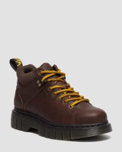 Dr. Martens Boots Basses Woodard En Cuir à Lacets Marron foncé — Grizzly Discount