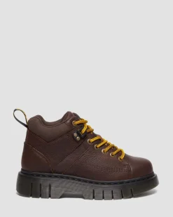 Dr. Martens Boots Basses Woodard En Cuir à Lacets Marron foncé — Grizzly Discount