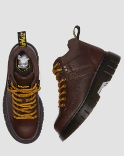 Dr. Martens Boots Basses Woodard En Cuir à Lacets Marron foncé — Grizzly Discount