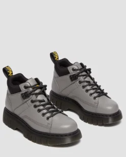 Dr. Martens Boots Basses Woodard En Cuir à Lacets NICKEL GREY+BLACK — Milled Nappa Clearance