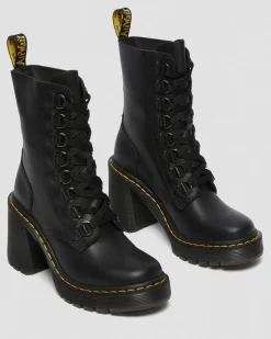 Dr. Martens Boots Chesney En Cuir à Talons évasés Et à Lacets Noir — Sendal Sale